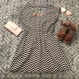 Candie’s Black and Creme Chevron Mini Dress
